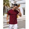 image:imageCOOFANDY Mens Henley Shirts Short Sleeve Casual Stylish Tshirt Lightweight Summer Basic Tee TopsWine Red
