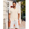 image:imageCOOFANDY Mens Knit Short Sleeve Button Down Polo ShirtsBeige