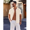 image:imageCOOFANDY Mens Knit Short Sleeve Button Down Polo ShirtsBeige