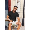 image:imageCOOFANDY Mens Knit Short Sleeve Button Down Polo ShirtsBlack  White