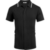 image:imageCOOFANDY Mens Knit Short Sleeve Button Down Polo ShirtsBlack  White