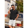 image:imageCOOFANDY Mens Knit Short Sleeve Button Down Polo ShirtsBlack  White