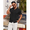 image:imageCOOFANDY Mens Knit Short Sleeve Button Down Polo ShirtsBlack