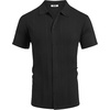 image:imageCOOFANDY Mens Knit Short Sleeve Button Down Polo ShirtsBlack