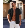 image:imageCOOFANDY Mens Knit Short Sleeve Button Down Polo ShirtsBlack