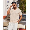 image:imageCOOFANDY Mens Knit Short Sleeve Button Down Polo ShirtsCream