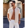 image:imageCOOFANDY Mens Knit Short Sleeve Button Down Polo ShirtsCream