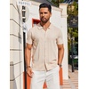 image:imageCOOFANDY Mens Knit Short Sleeve Button Down Polo ShirtsCream