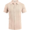 image:imageCOOFANDY Mens Knit Short Sleeve Button Down Polo ShirtsCream White