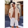 image:imageCOOFANDY Mens Knit Short Sleeve Button Down Polo ShirtsCream White