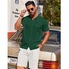 image:imageCOOFANDY Mens Knit Short Sleeve Button Down Polo ShirtsGreen