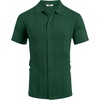 image:imageCOOFANDY Mens Knit Short Sleeve Button Down Polo ShirtsGreen