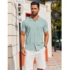 image:imageCOOFANDY Mens Knit Short Sleeve Button Down Polo ShirtsIce Green
