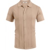 image:imageCOOFANDY Mens Knit Short Sleeve Button Down Polo ShirtsKhaki