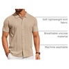 image:imageCOOFANDY Mens Knit Short Sleeve Button Down Polo ShirtsKhaki