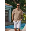 image:imageCOOFANDY Mens Knit Short Sleeve Button Down Polo ShirtsKhaki