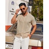 image:imageCOOFANDY Mens Knit Short Sleeve Button Down Polo ShirtsKhaki