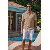 image:imageCOOFANDY Mens Knit Short Sleeve Button Down Polo ShirtsKhaki
