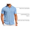 image:imageCOOFANDY Mens Knit Short Sleeve Button Down Polo ShirtsLight Blue