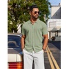 image:imageCOOFANDY Mens Knit Short Sleeve Button Down Polo ShirtsLight Green