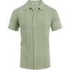 image:imageCOOFANDY Mens Knit Short Sleeve Button Down Polo ShirtsLight Green