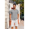 image:imageCOOFANDY Mens Knit Short Sleeve Button Down Polo ShirtsLight Grey