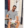 image:imageCOOFANDY Mens Knit Short Sleeve Button Down Polo ShirtsLight Grey