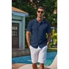 image:imageCOOFANDY Mens Knit Short Sleeve Button Down Polo ShirtsNavy Blue