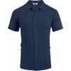 image:imageCOOFANDY Mens Knit Short Sleeve Button Down Polo ShirtsNavy Blue