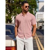 image:imageCOOFANDY Mens Knit Short Sleeve Button Down Polo ShirtsPink
