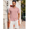 image:imageCOOFANDY Mens Knit Short Sleeve Button Down Polo ShirtsPink
