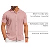 image:imageCOOFANDY Mens Knit Short Sleeve Button Down Polo ShirtsPink