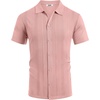 image:imageCOOFANDY Mens Knit Short Sleeve Button Down Polo ShirtsPink