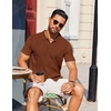 image:imageCOOFANDY Mens Knit Short Sleeve Button Down Polo ShirtsTerracotta