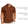 image:imageCOOFANDY Mens Knit Short Sleeve Button Down Polo ShirtsTerracotta