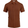 image:imageCOOFANDY Mens Knit Short Sleeve Button Down Polo ShirtsTerracotta