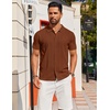 image:imageCOOFANDY Mens Knit Short Sleeve Button Down Polo ShirtsTerracotta