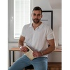image:imageCOOFANDY Mens Knit Short Sleeve Button Down Polo ShirtsWhite