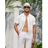 image:imageCOOFANDY Mens Knit Short Sleeve Button Down Polo ShirtsWhite