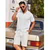 image:imageCOOFANDY Mens Knit Short Sleeve Button Down Polo ShirtsWhite