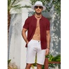 image:imageCOOFANDY Mens Knit Short Sleeve Button Down Polo ShirtsWine Red