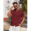 image:imageCOOFANDY Mens Knit Short Sleeve Button Down Polo ShirtsWine Red