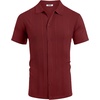 image:imageCOOFANDY Mens Knit Short Sleeve Button Down Polo ShirtsWine Red