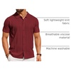 image:imageCOOFANDY Mens Knit Short Sleeve Button Down Polo ShirtsWine Red