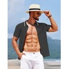 image:imageCOOFANDY Mens Knit Short Sleeve Button Down Shirt Vintage Polo Shirt Casual Summer Beach ShirtsBlack