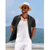 image:imageCOOFANDY Mens Knit Short Sleeve Button Down Shirt Vintage Polo Shirt Casual Summer Beach ShirtsBlack