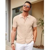 image:imageCOOFANDY Mens Knit Short Sleeve Button Down Shirt Vintage Polo Shirt Casual Summer Beach ShirtsSesame