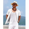 image:imageCOOFANDY Mens Knit Short Sleeve Button Down Shirt Vintage Polo Shirt Casual Summer Beach ShirtsWhite