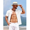 image:imageCOOFANDY Mens Knit Short Sleeve Button Down Shirt Vintage Polo Shirt Casual Summer Beach ShirtsWhite