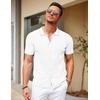 image:imageCOOFANDY Mens Knit Short Sleeve Button Down Shirt Vintage Polo Shirt Casual Summer Beach ShirtsWhite
